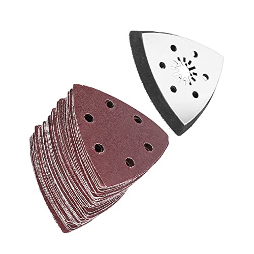 Ferrex Outil Multifonction Ponceuse Craftsman Nextec Ponceuse Tête 61Pcs 90Mm 6 Trous Triangle Ponçage Pad Papier de Sable Oscillant Polonais Multi Outils