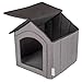 Petsona Hundehöhle Hundehütte Faltbare Mit Herausnehmbarem Dach Hundehaus Hundebett Katzenbett Haustierbett Schlafplatz Größe L, Grau
