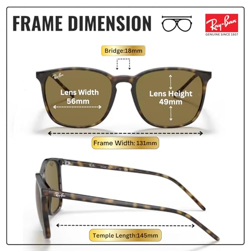 Image of Ray-Ban RB4387 Square Shaped Sunglasses for Men & Women with Official RAYBAN Eyewear Kit