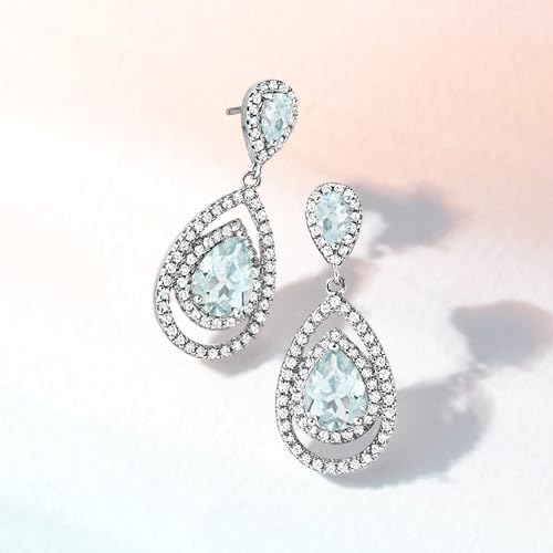 Ross-Simons 2.60 ct. t.w. Aquamarine and 1.40 ct. t.w. White Topaz Pear-Shaped Drop Earrings in Sterling Silver3