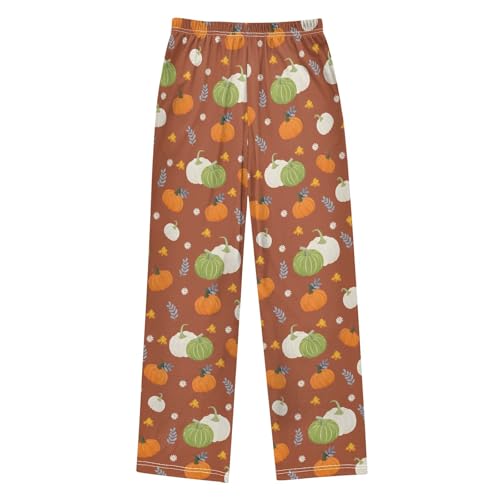 Pajama Pants Lounge Sleep PJ Bottoms Sleepwear Elastic Waist Drawstring S Pumpkin2
