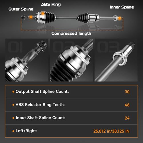 BRTEC 2PCS Front CV Axle Shaft Assembly Fit for Lexus ES350 2007-2018 V6 3.5L, for Toyota Avalon 2008-2016 V6 3.5L, for Toyota Camry 2010-2017 L4 2.5L - Front Driver and Passenger Side by BRTEC - Image 2