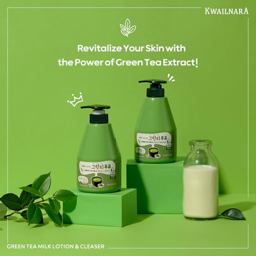 Image of Kwailnara Green Tea Milk Body Wash (19.75 Fl Oz) - Korean Body Cleanser for Revitalized Skin | Milk Protein, Royal Jelly & Clarifying Green Tea Extract | Paraben-Free with Gentle Bubbles