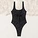 Womens Shimmering Bodysuit Sleeveless Sparkly One Piece Swimwear V Neck Glitter Halter Party Bodysuit 2026 Fashion Black Small