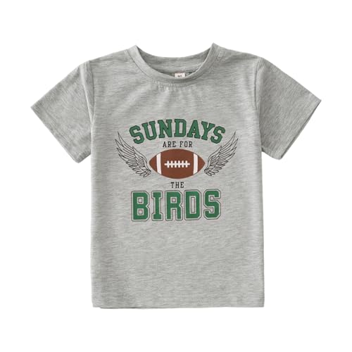 Toddler Girl Boy Game Day Football T-Shirt Sundays are for The Birds Shirt Short Sleeve Kids Sports Fans Tee Top (Grey-A 4-5T)