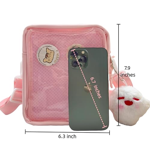 TTCAYU Ita Bag Crossbody with Insert Small Pin Display Trading Purse Kawaii Itabag Min Clear Phone Bag for Girl Women Anime, Pink-small Itabag, 100.7 cubic inches - Image 2