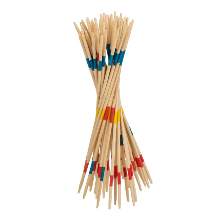 BLUECHOLON Mikado Skill Set, 41 Wooden Sticks, 19 cm, Wooden Box, Natural Wood With Red, Blue and Yellow Details, 19 Centímetros - Image 3