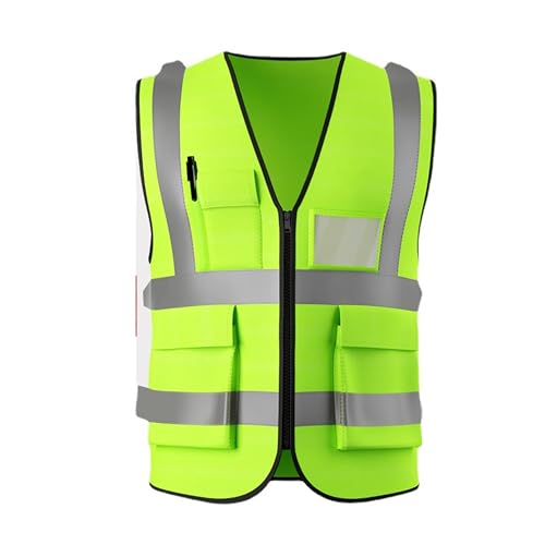 Throohills Coletes de segurança com bolso de malha respirável refletiva de alta visibilidade com zíp