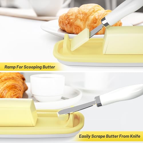 Butter Dish, Butter Dish with Lid for Countertop, Easy Scoop, BPA Free, Butter Container with Knife Spreader, Butter Holder with TBSP Marks, Easy to Clean Butter Keeper for Refrigerator - Image 5