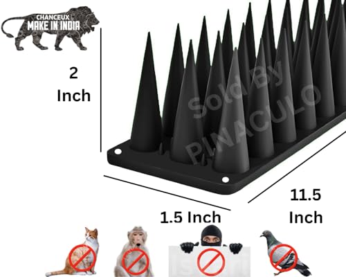 Image of CHANCEUX Anti Bird Plastic Spikes Black (5 pcs Set) for AC Balconies Window Home Protection from Pigeon Dog Monkey Crow Kabootar -Area Covers 5 FT - kabutar Control Scare Repellent Balcony Railing