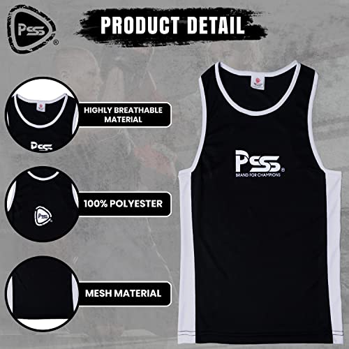 Prime Sports Kids Boxing 5-12 Years Uniform Top & Shorts Black-White Junior Boxing Set Gloves (1006) 4-Oz (Black-White, Uniform 5-6 Years) #TOP3