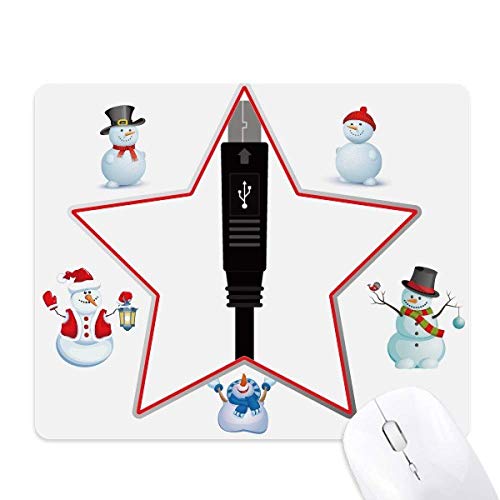 Tapis de souris bonhomme de neige motif câble USB et prise pour ordinateur