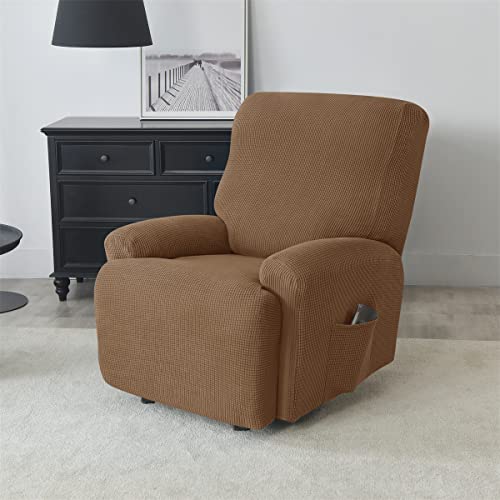 Vienlove Stretch Jacquard Recliner Chair Slipcover Couch Cover 4 Piece Polyester Sofa Furniture Protector Slipcovers With Side Pocket Machine Washable #TOP1