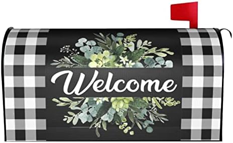 Spring Mailbox Covers Magnetic Standard Size Sage Welcome Summer Post Box Mailbox Cover for Garden Yard Farmhouse Outdoor Decorations 21x18 Inch