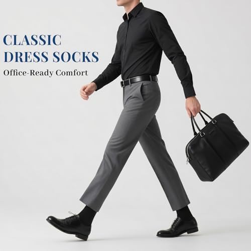 Josnown Mens Dress Crew Socks 5 Pairs, Thin Combed Cotton Business Socks — view 5