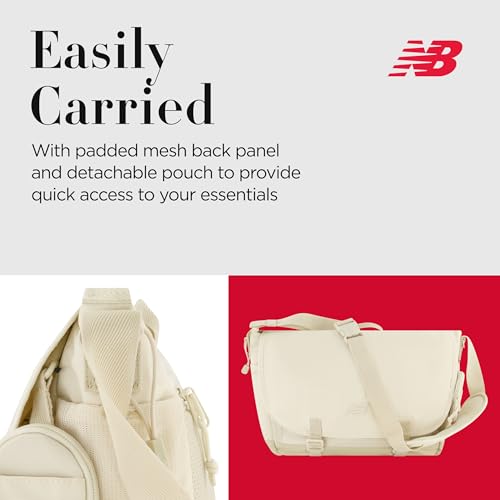 New Balance Messenger Bag, Athletics Collection Travel Handbag for Men and Women, Off White, One Size4