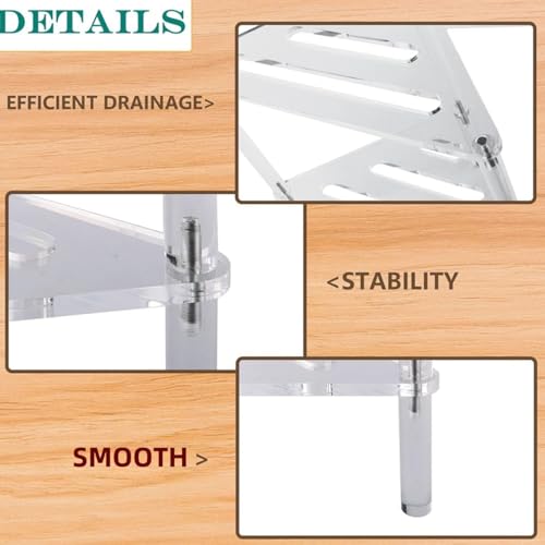 Taburete de baño acrílico transparente con estante de ducha compacto para afeitado 7