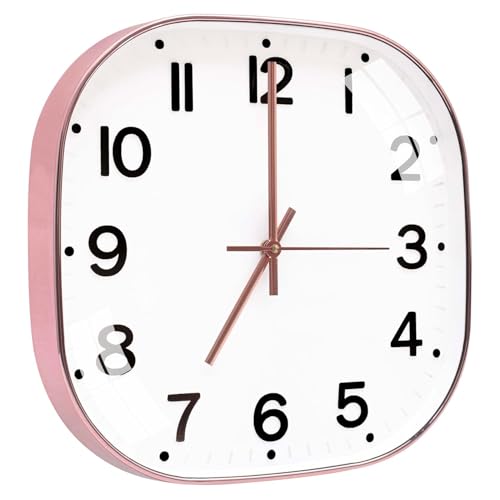 Image of TEKCOOL Plastic Analogue Wall Clock 12 inch Silent Quartz Decorative Wall Clock Non-Ticking Classic Clock Batery Operated Round Easy to Read for Room /Home /Kitchen /Bedrom /Office /School.White copper-