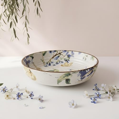 Image of SNS Neelanjali Ceramic Serving Bowl | Premium Salad & Snacks Bowl | Semi-Matt Finish Dinnerware for Oats Pasta Fruits & Desserts | Tableware for Gifting (Neelanjali Kitchenware Bowl, 1 Piece)