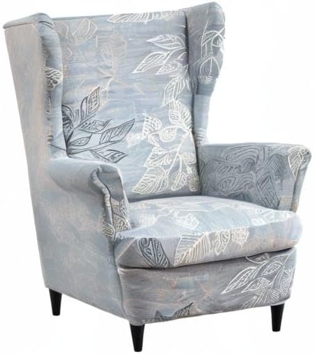Miniatura 7 de Wingback - Funda elástica para silla, 2 piezas, con respaldo de ala, funda protectora de muebles impresa, suave con parte inferior elástica para