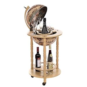 Birendy 33001 W, Grote barwagen, met poten van massief eucalyptushout, antiek wit, geopend 100 cm hoog en 44 cm breed…