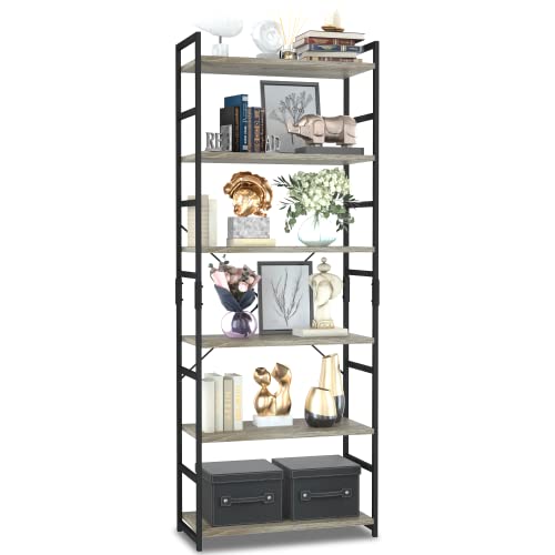 NUMENN 6-Tier Bookcase Shelf, Grey