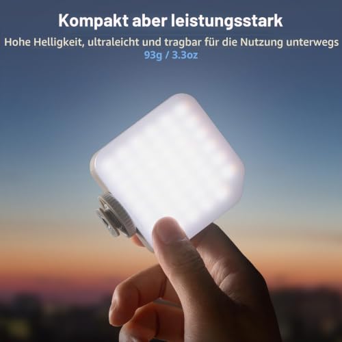 SMALLRIG P96 Neo Mini LED Video Light, Tragbares Kamera-Licht, Morandi Grau – Ansicht 5