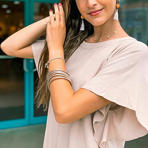 Hiixhc Glitter Filled Jelly Bangle Bracelet Set For Teen Girls Rose Gold Bracelets For Women Girls Birthday, Mother's Daay,Christmas Gift #TOP2