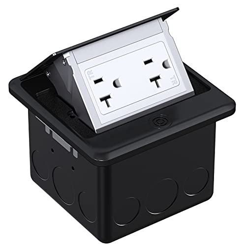 Webang Pop Up Floor Outlet Box With 20 Amp Tamper-Resistant Receptacle Outlet, Corrosive Resistant Hardware, Etl Listed, Black #TOP10