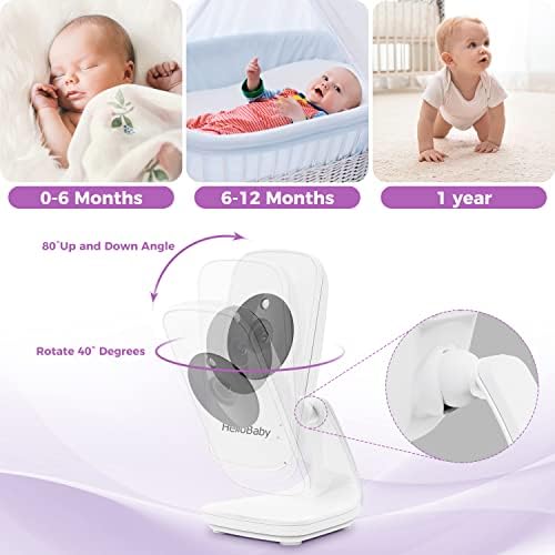 Baby Monitor,HelloBaby Baby Monitor with Camera and Audio, 5'' Color LCD Screen, Infrared Night Vision Camera,VOX Mode, Temperature Display, Lullaby, Two Way Audio