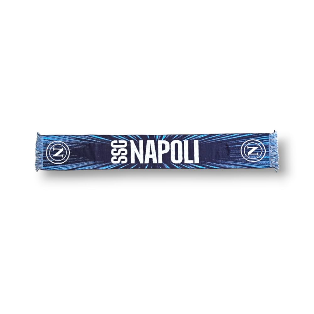 3R Sport SSC Napoli Jacquard Scarf Official Product 100% Acrylic, Light Blue, White, Blue