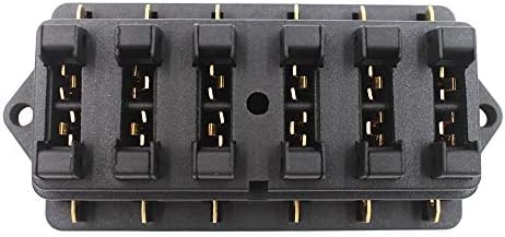 Gebildet 6-drożny 32 V uniwersalny samochodowy standardowy uchwyt na ostrze (dotyczy 1 ~ 40 AMP), z 10 bezpiecznikami z ostrzami (3A/5A/7,5 A/10 A/15 A/20 A/25 A/30 A/35 A/40 A), automatyczny blok bezpiecznika do samochodu / łodzi,