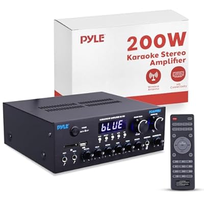 Pyle Wireless Bluetooth Streaming Amplifier, 200W Multi Channel Home Audio Receiver with Hi Def in/Out, Optical/Coaxial, FM Radio, USB/SD, AUX, RCA, Mic in, and BT/FM Antenna