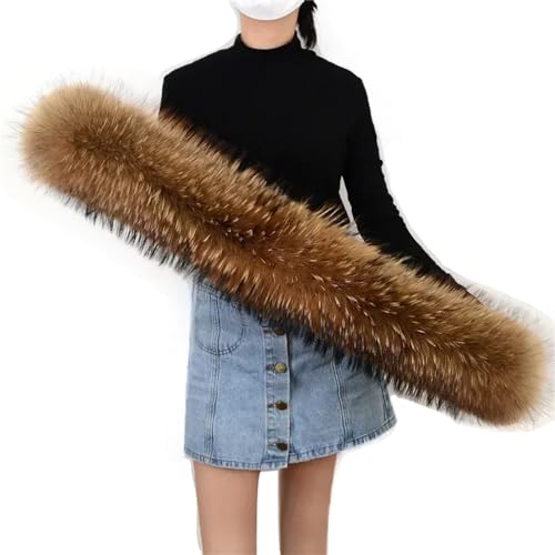 Real Raccoon Fur Collar Scarf Women Men Kids Fluffy 90 * 20cm Natural Fur Jackets' Hood Trim Strips Scarves