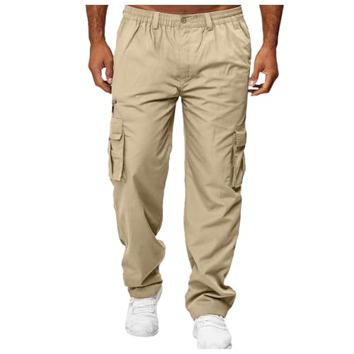 Image of Generisch Men's Plain Work Trousers with Pocket Straight Leg Comfortable Trend Business Casual Pants, beige, 3XL