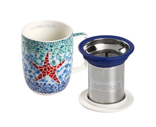 Miniatura 2 de Tea Shop - Taza De Té O Infusiones Con Filtro, Infusor Y Tapa - Taza Harmony Estrella - Fabricada En Porcelana Con Diseño Exclusivo Y Original