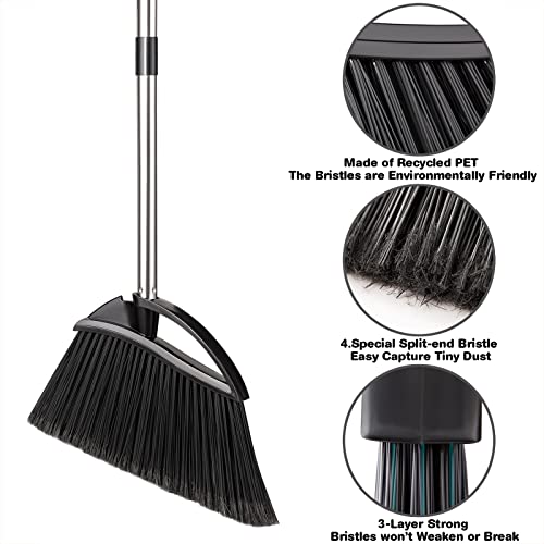 Yangbaga Long Handled Dust Pan and Broom Set for Home,Heavy Duty Metal Dustpans and Brooms,Upright Stand Up Design,54"Outdoor Broom and 38" Dustpan Combo for,Lobby Floor, Yard,Home Kitchen Office Use by Yangbaga - Image 4