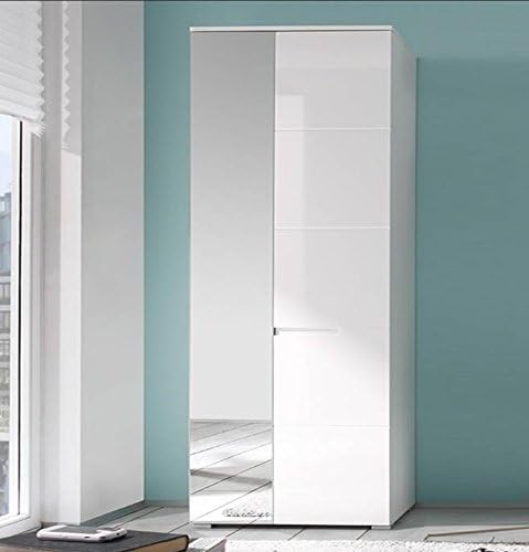 Cellini White Gloss Thin Narrow Shallow Small Single Wardrobe S22- By RONZ