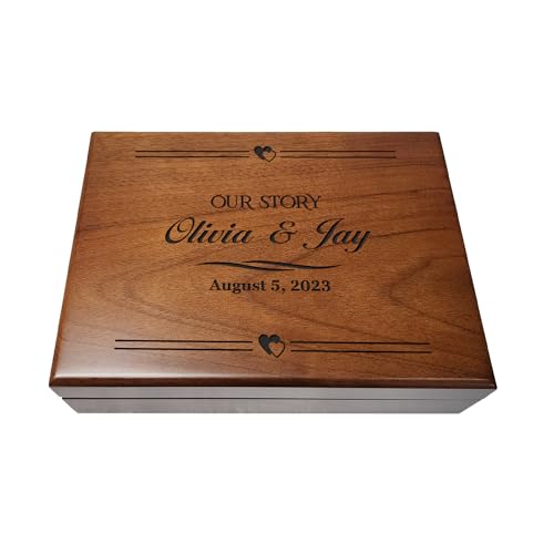 Engraved Wedding Gift Box, Personalized Anniversary Keepsake with Names &