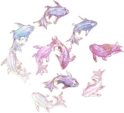 100 piezas de mini figuras de resina en miniatura brillantes de peces dorados, mini figuras de resina en miniatura, decoraciones de peces de colores