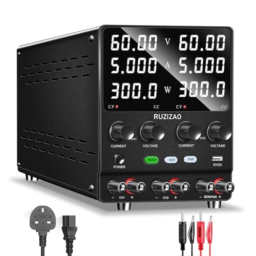 Image of RUZIZAO Dual Bench Power Supply 60V 5A, 600W Max Power Two 4-digit Voltage Current Power-Displays Series/parallel Conversion 60V 10A/120V 5A Encoder Adjustment HighPower Industrial DC Power Supply