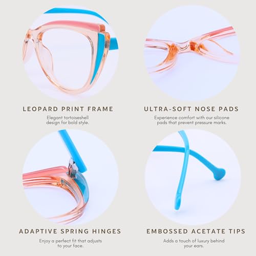 Blue Blockers Glasses for Women, Bluelight Glasses with Cat Eye Frame for Style, Comfort, Eye Strain Relief