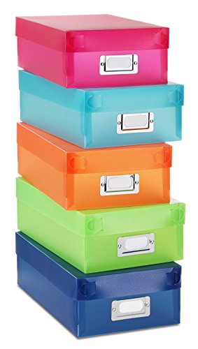Whitmor Plastic Organizer Boxes Colors may vary Set of 5