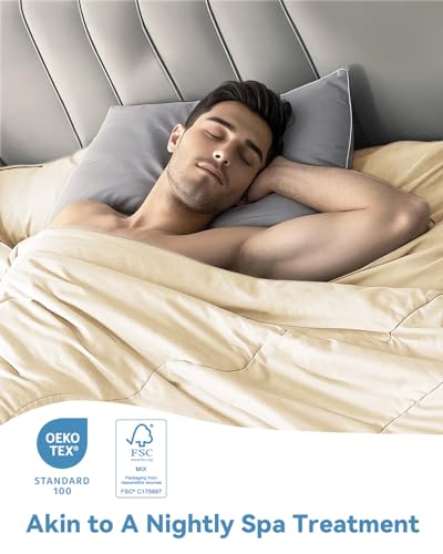 Bedtter® Luxe Cooling Comforter King, Cooling Blanket for Hot Sleepers, Q-Max>0.46 Sorona and Tencel Filling, Double-Sided Cold Breathable Lightweight Blanket, 106"x90", Ivory