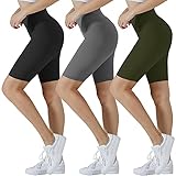 SanAogo Women's Plus Workout Yoga Shorts Running Leggings Pull-On Shorts Bermuda Long Shorts 3 Pack