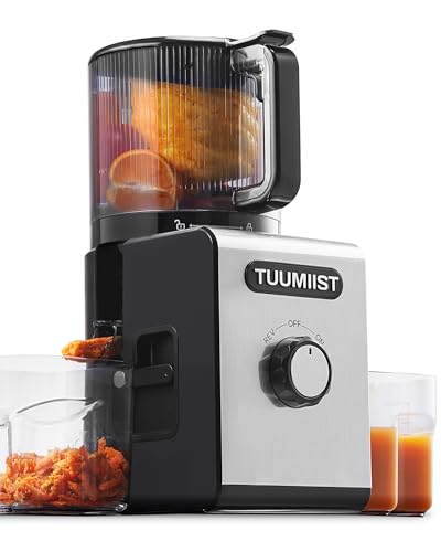 150mm XXL-Entsafter, TUUMIIST Großkalibriger Entsafter Testsieger für Obst & Gemüse, 3L Füllvolumen Für Familie – 99% Saftausbeute, BPA-frei, REV Anti-Blockier-System + Ein-Klick-Reinigung, Schwarz