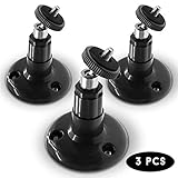 (3 pcs Black) 8cm Security Camera Wall Mounts for Arlo Camera Mount for Netgear Dropcam Arlo Q Pro HD GO CCTV Screw Wall Adjustable Swivel 360 Degree Outdoor Indoor Anti Theft Ceiling Mount By Sully