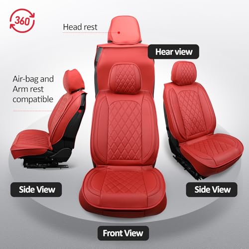 Image of MIROZO Seat Covers Full Set,Leather Car Seat Covers Breathable Car Seat Protector Waterproof Automotive Vehicle Cushion Cover Universal for Most Sedan, Truck and SUV (Full Set, Wine Red)