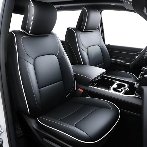 Premium Faux Leather Seat Covers Custom Fit for Dodge RAM 1500 (2019-2026) Crew Cab - Fully Covered Fit Like a Glove - Armrest Covers Include - (A1 Size Confirm with Fitment Guide Before Order)