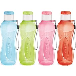 MILTON Sports Water Bottle Kids Reusable Leak-proof 25 oz 4 Set Plastic Wide Mouth Large Big Drink Bottle BPA & Leak Free With Handle Strap Carrier For Cycling Camping Hiking Gym Yoga